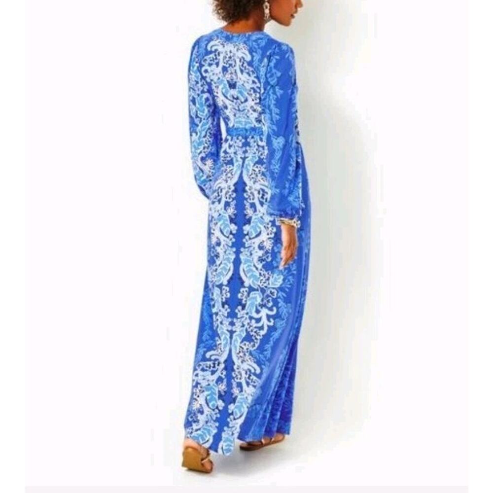 Lilly Pulitzer Blue & White V‑Neck Long Maxi Dress - Picture 2 of 13